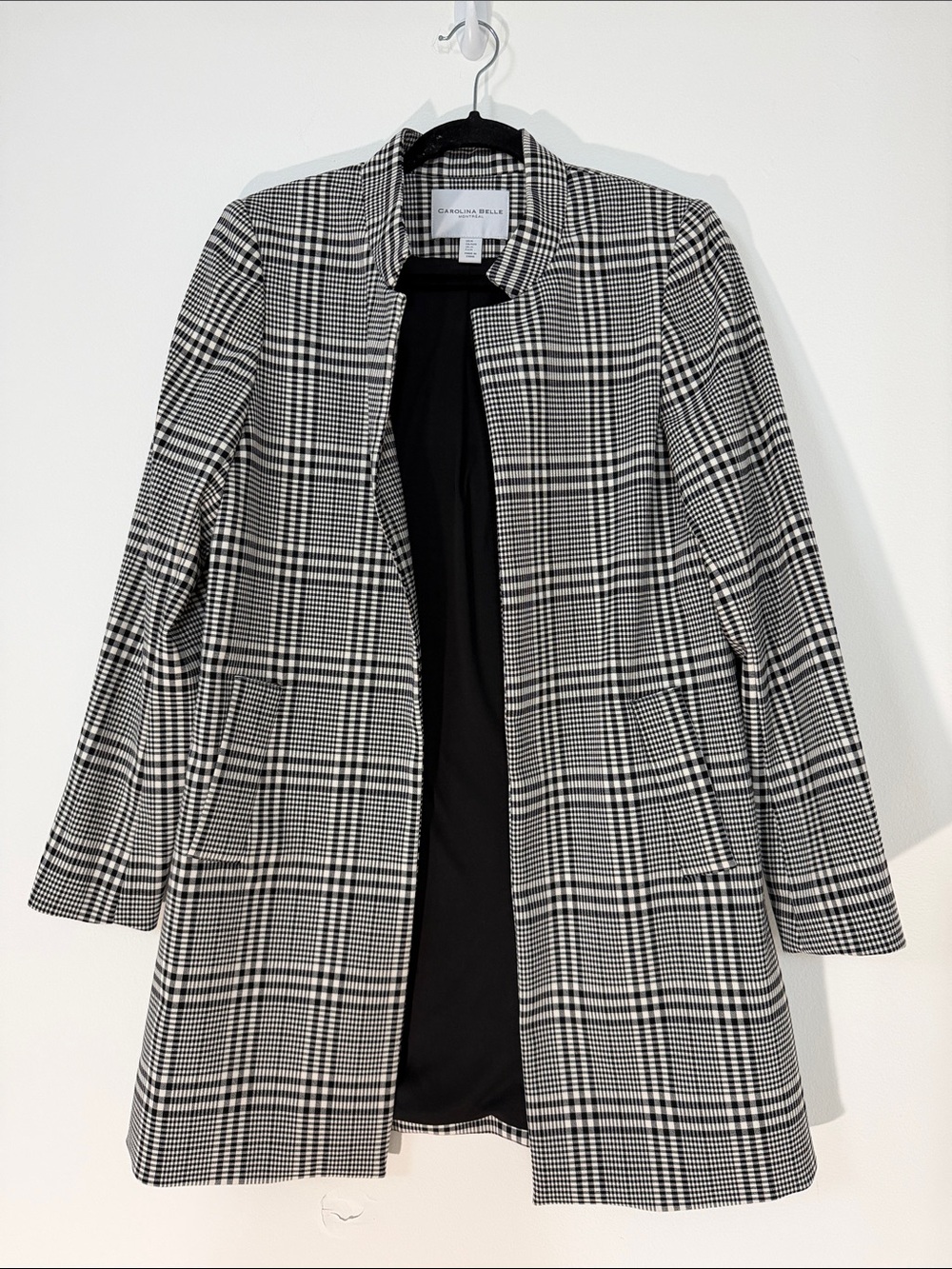 Carolina Belle Black & White Plaid Blazer Coat